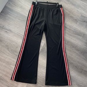 Black wide leg sweatpants with side buttons